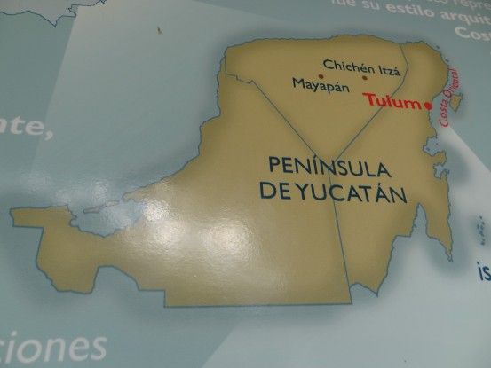 Carte de la péninsule du Yucatan pour expliquer ou se trouve Tulum photo blog voyage tour du monde https://yoytourdumonde.fr