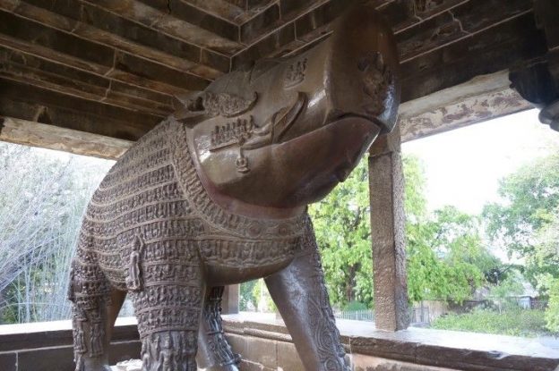 Un enorme sanglier est present juste à coté des temples de Khajuraho en Inde photo blog voyage tour du monde https://yoytourdumonde.fr